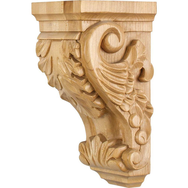 Hardware Resources - 4-1/2'' W x 5'' D x 10'' H Alder Acanthus Corbel - Unfinished