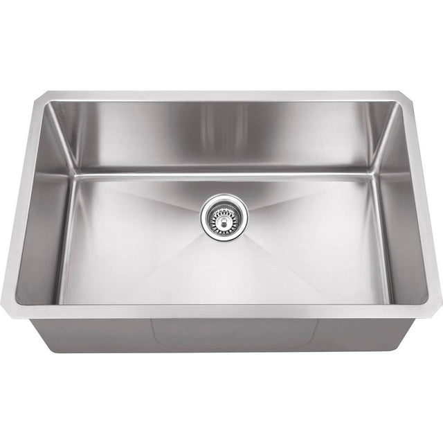 Hardware Resources - 30'' L x 18'' D x 10'' H Undermount 16 Gauge Handmade Stainless Steel Single Bowl Sink - Stainless Steel