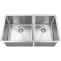 Hardware Resources - 32'' L x 19'' W x 10'' D Undermount 16 Gauge Handmade Stainless Steel 60/40 Double Bowl Sink - Stainless Steel