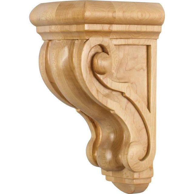 Hardware Resources - 4-1/2'' W x 5-3/4'' D x 9-3/4'' H Rubberwood Scrolled Corbel - Unfinished
