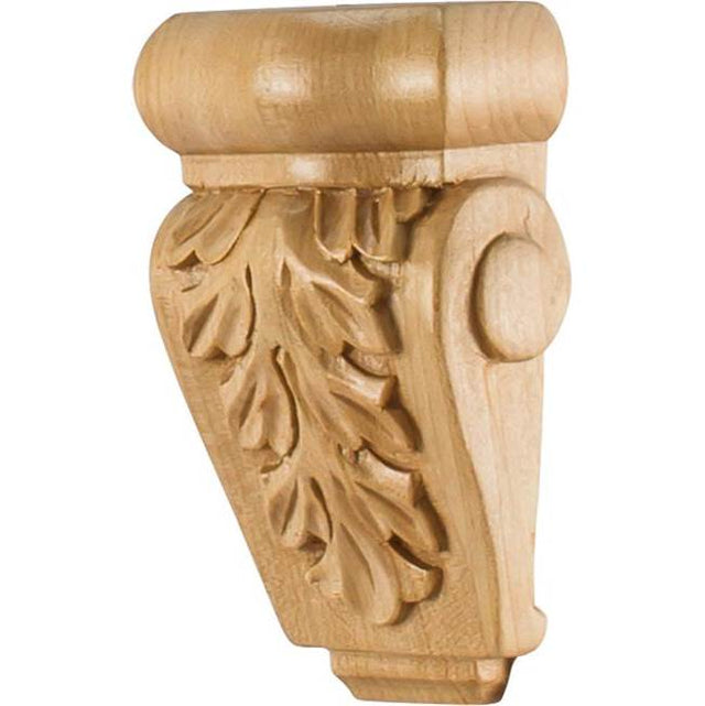 Hardware Resources - 2-7/8'' W x 1-1/2'' D x 4-1/2'' H Rubberwood Acanthus Corbel - Unfinished