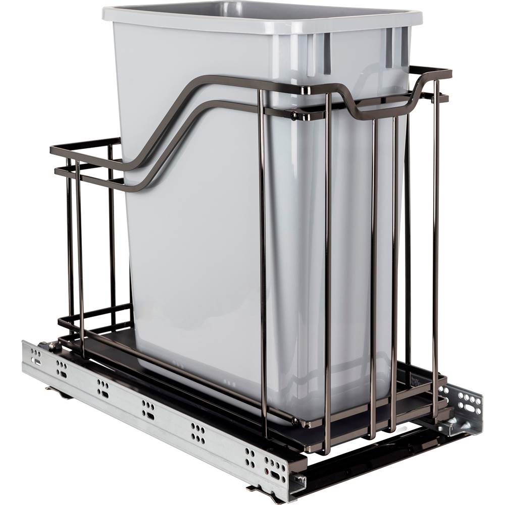 Hardware Resources - Single 35 Quart Black Nickel STORAGE WITH STYLE  Metal Soft-close Trashcan Pullout - Black Nickel