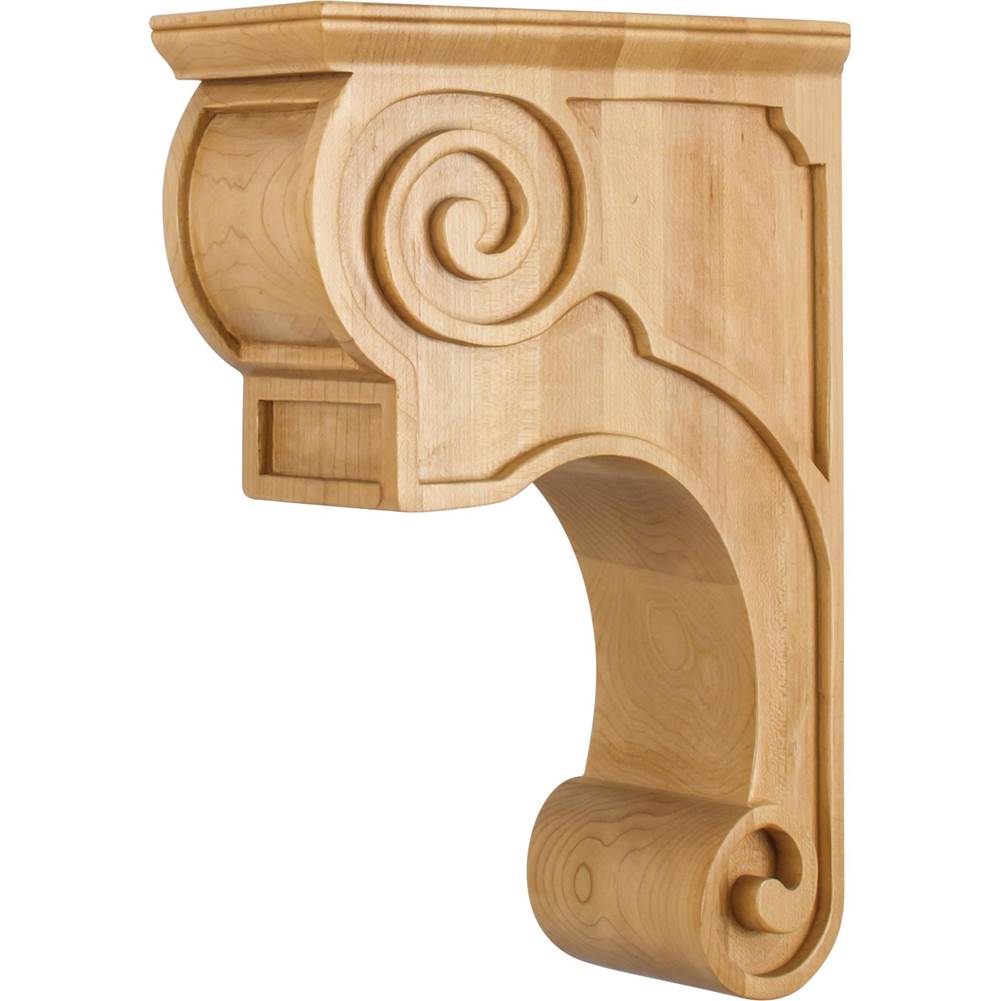 Hardware Resources - 3-3/8'' W x 8'' D x 11-3/4'' H Cherry Scrolled Mission Corbel - Unfinished