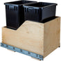 Hardware Resources - Double 35 Quart Wood Bottom-Mount Soft-close Trashcan Rollout for Hinged Doors, Includes Black Can - Black