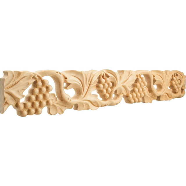 Hardware Resources - 1'' D x 4'' H Alder Grape Hand Carved Moulding - Unfinished