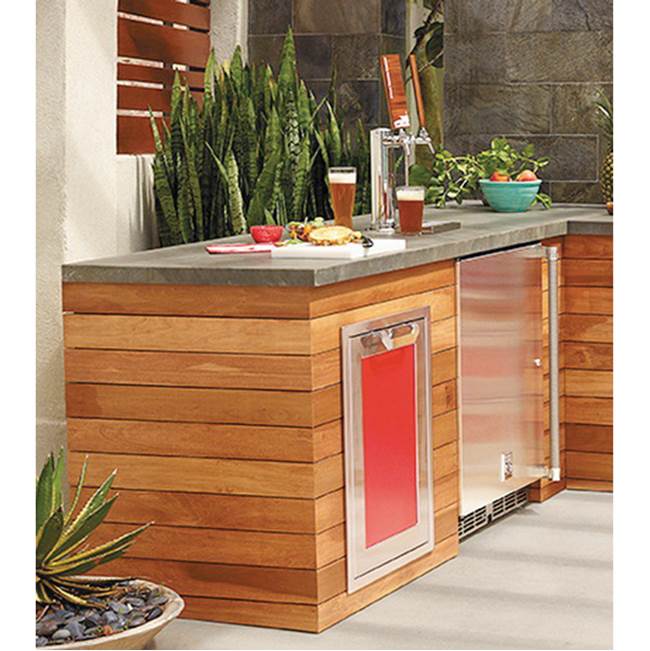 24'' Double Faucet Beer Dispenser, Solid Door, and Lock, Right Hinged