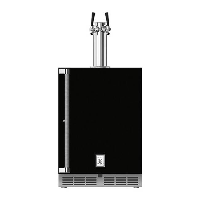 Hestan - 24'' Double Faucet Beer Dispenser, Solid Door, and Lock, Right Hinged - Stealth Black
