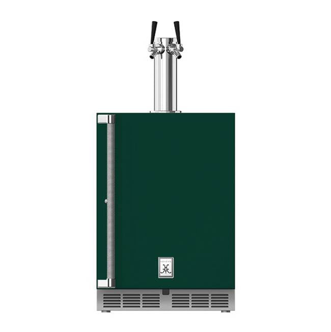 Hestan - 24'' Double Faucet Beer Dispenser, Solid Door, and Lock, Right Hinged - Grove Green