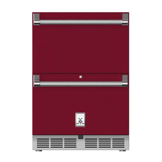 Hestan - 24'' Refrigerator Drawers, with Lock - Tin Roof Burgundy