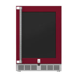 Hestan - 24'' Dual Zone Refrigerator with Wine, Glass Door and Lock, Right Hinged - Tin Roof Burgundy