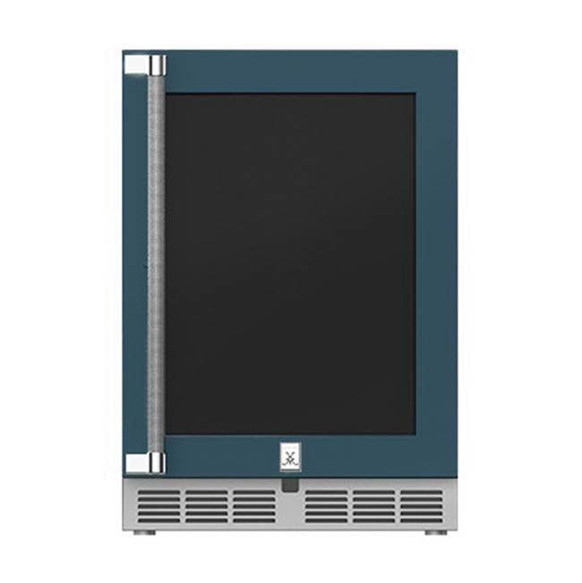 Hestan - 24'' Dual Zone Refrigerator with Wine, Glass Door and Lock, Right Hinged - Pacific Fog Dark Gray