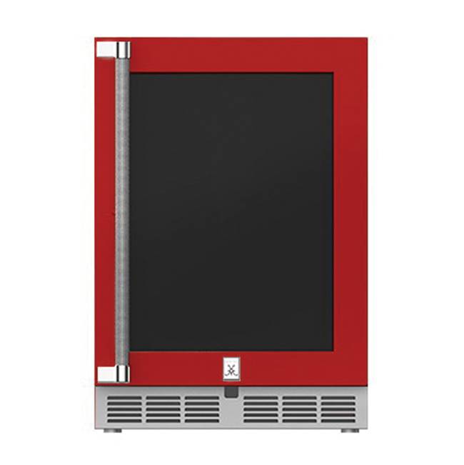 Hestan - 24'' Refrigerator, Glass Door, with Lock, Right Hinged - Matador Red