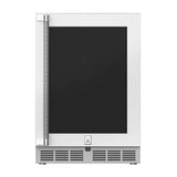 Hestan - 24'' Dual Zone Refrigerator with Wine, Glass Door and Lock, Right Hinged - Froth White