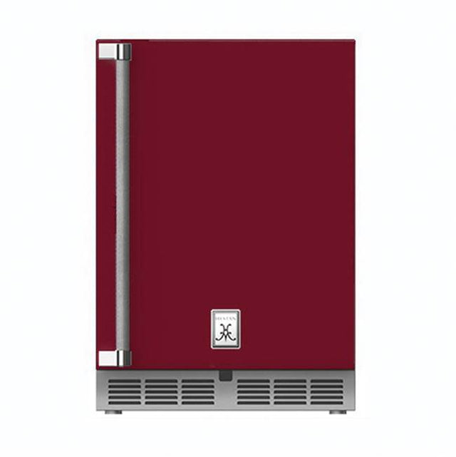 Hestan - 24'' Refrigerator, Solid Door, with Lock, Left Hinged - Tin Roof Burgundy