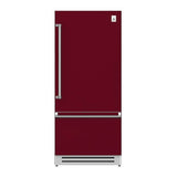 Hestan - Bottom Mount Refrigerator, Bottom Compressor, Left Hinged, 36'' - Tin Roof Burgundy