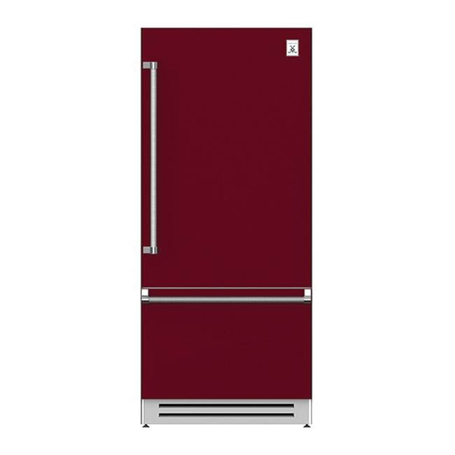 Hestan - Bottom Mount Refrigerator, Bottom Compressor, Right Hinged, 36'' - Tin Roof Burgundy