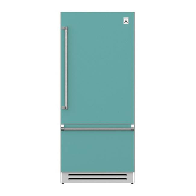 Hestan - Bottom Mount Refrigerator, Bottom Compressor, Right Hinged, 36'' - Bora Bora Turquoise