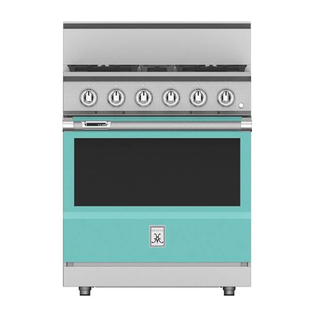 Hestan - Range, 4 Burner, Dual Fuel, 30'' - Bora Bora Turquoise