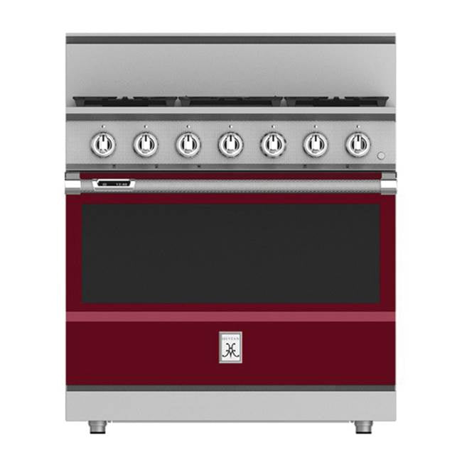 Hestan - Range, 4 Burner with Griddle, Dual Fuel, 36'' - Tin Roof Burgundy