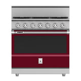 Hestan - Range, 5 Burner, Dual Fuel, 36'' - Tin Roof Burgundy