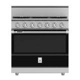 Hestan - Range, 4 Burner with Griddle, Dual Fuel, 36'' - Stealth Black