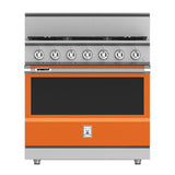 Hestan - Range, 4 Burner with Griddle, Dual Fuel, 36'' - Citra Orange