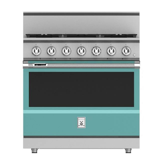 Hestan - Range, 4 Burner with Griddle, Dual Fuel, 36'' - Bora Bora Turquoise