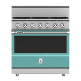 Hestan - Range, 4 Burner with Griddle, Dual Fuel, 36'' - Bora Bora Turquoise