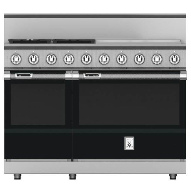 Hestan - Range, 4 Burner with 24'' Griddle, Dual Fuel, 48'' - Stealth Black