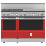 Hestan - Range, 4 Burner with 24'' Griddle, Dual Fuel, 48'' - Matador Red