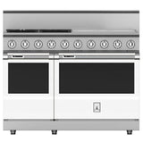 Hestan - Range, 4 Burner with 24'' Griddle, Dual Fuel, 48'' - Froth White