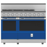 Hestan - Range, 5 Burner with Griddle, Dual Fuel, 48'' - Prince Blue