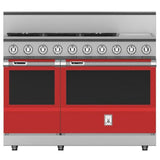 Hestan - Range, 5 Burner with Griddle, Dual Fuel, 48'' - Matador Red