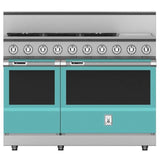 Hestan - Range, 5 Burner with Griddle, Dual Fuel, 48'' - Bora Bora Turquoise