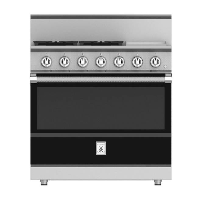 Hestan - Range, 4 Burner with Griddle, Gas, Manual Clean, 36'' - Stealth Black