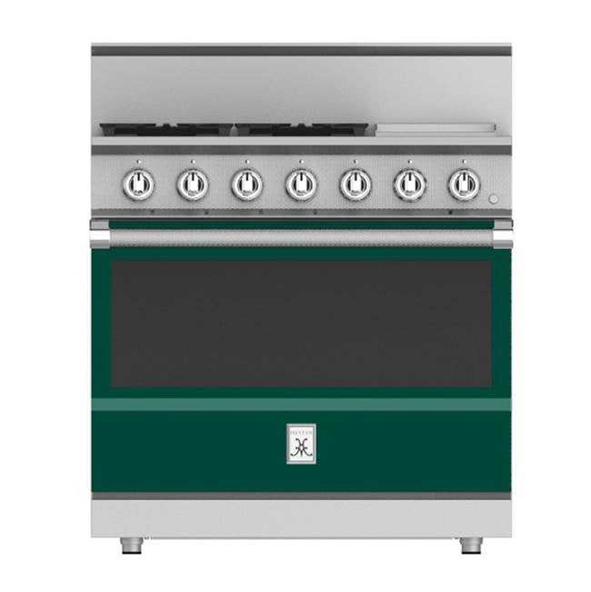 Hestan - Range, 4 Burner with Griddle, Gas, Manual Clean, 36'' - Grove Green