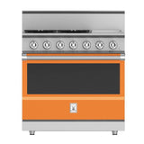Hestan - Range, 4 Burner with Griddle, Gas, Manual Clean, 36'' - Citra Orange