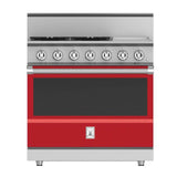 Hestan - Range, 4 Burner with Griddle, Gas, Manual Clean, 36'' - Matador Red