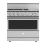 Hestan - Range, 4 Burner with Griddle, Gas, Manual Clean, 36'' - Steeletto Stainless Steel