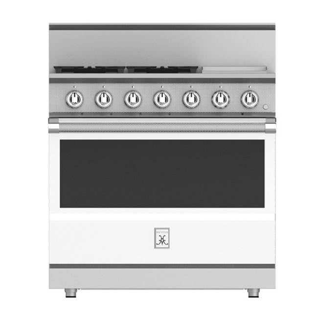 Hestan - Range, 4 Burner with Griddle, Gas, Manual Clean, 36'' - Froth White