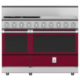 Hestan - Range, 4 Burner with 24'' Griddle, Gas, 48'' - Tin Roof Burgundy