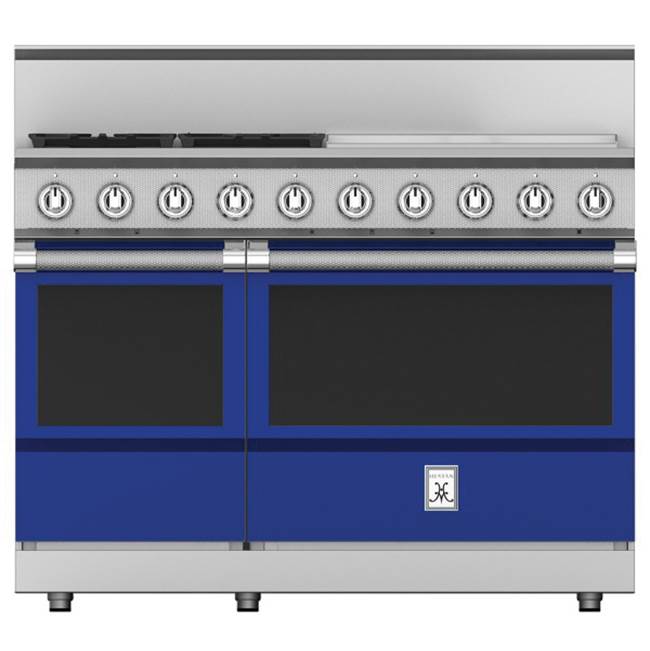 Hestan - Range, 4 Burner with 24'' Griddle, Gas, 48'' - Prince Blue
