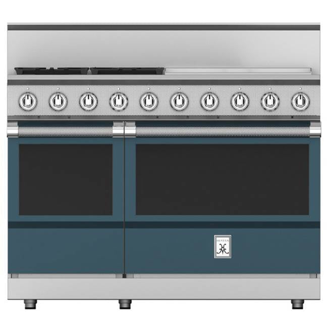 Hestan - Range, 4 Burner with 24'' Griddle, Gas, 48'' - Pacific Fog Graphite Gray