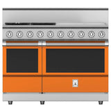 Hestan - Range, 4 Burner with 24'' Griddle, Gas, 48'' - Citra Orange