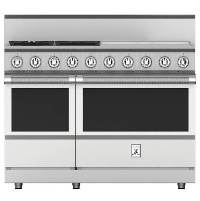 Hestan - Range, 4 Burner with 24'' Griddle, Gas, 48'' - Froth White