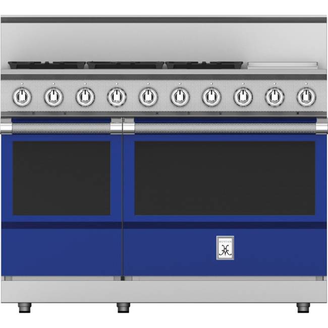 Hestan - Range, 5 Burner with Griddle, Gas, 48'' - Prince Blue