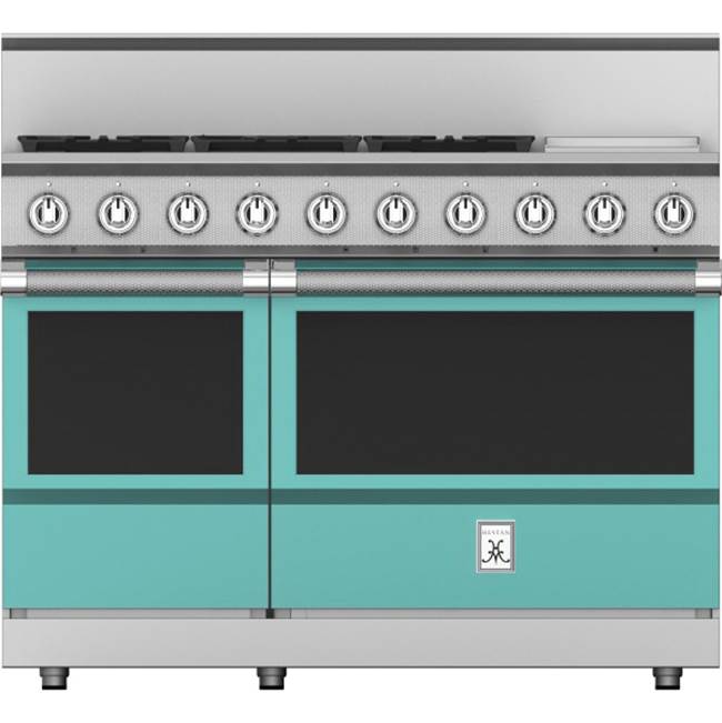 Hestan - Range, 5 Burner with Griddle, Gas, 48'' - Bora Bora Turquoise