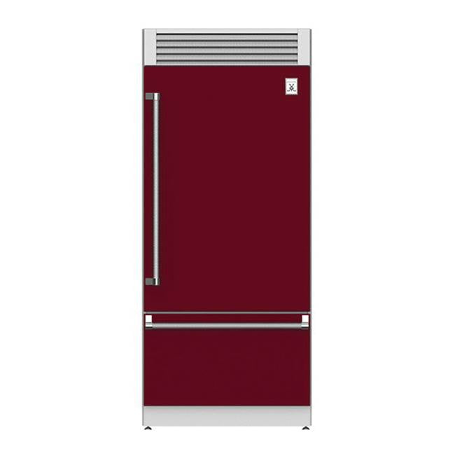 Hestan - Bottom Mount Refrigerator, Top Compressor, Pro, Left Hinged, 36'' - Tin Roof Burgundy