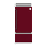 Hestan - Bottom Mount Refrigerator, Top Compressor, Pro, Left Hinged, 36'' - Tin Roof Burgundy