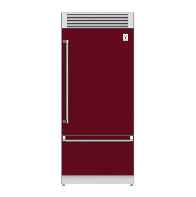 Hestan - Bottom Mount Refrigerator, Top Compressor, Pro, Left Hinged, 36'' - Tin Roof Burgundy